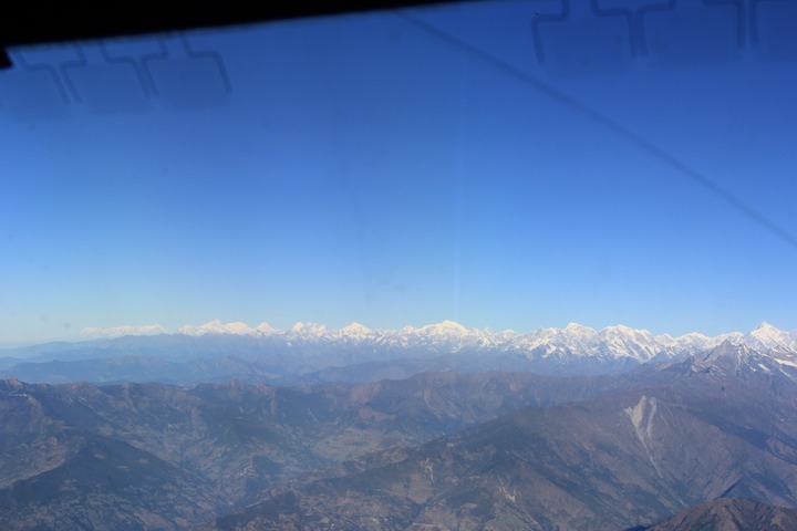 View of the Himalyas from the cockpit